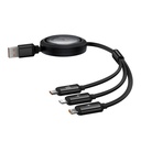 3-u-1 Baseus Free2Draw USB na M+L+C 100W kabel, 1,1 m (crni)