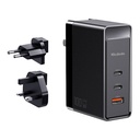 GaN Mcdodo CH-8101 Pro univerzalni UK/US/EU putni punjač/adapter, 100W, 2xUSB-C, USB-A (crni)