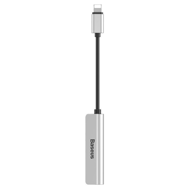 Baseus L52 audio adapter Lightning na Mini Jack 3,5 mm i 2x Lightning (srebrni)