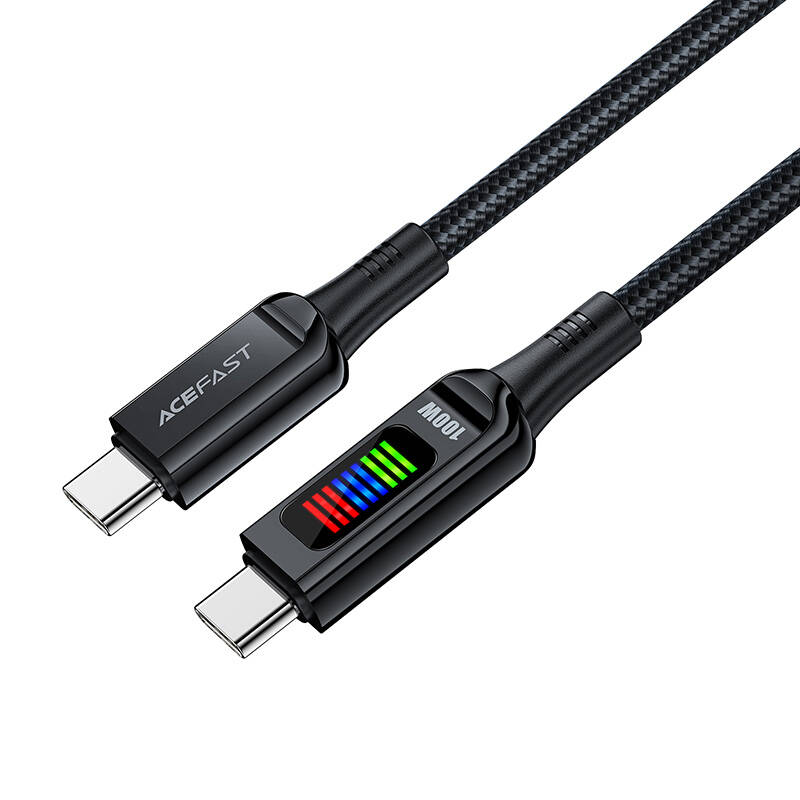 USB-C na USB-C kabel Acefast C7-03 1,2 m, sa zaslonom (crni)