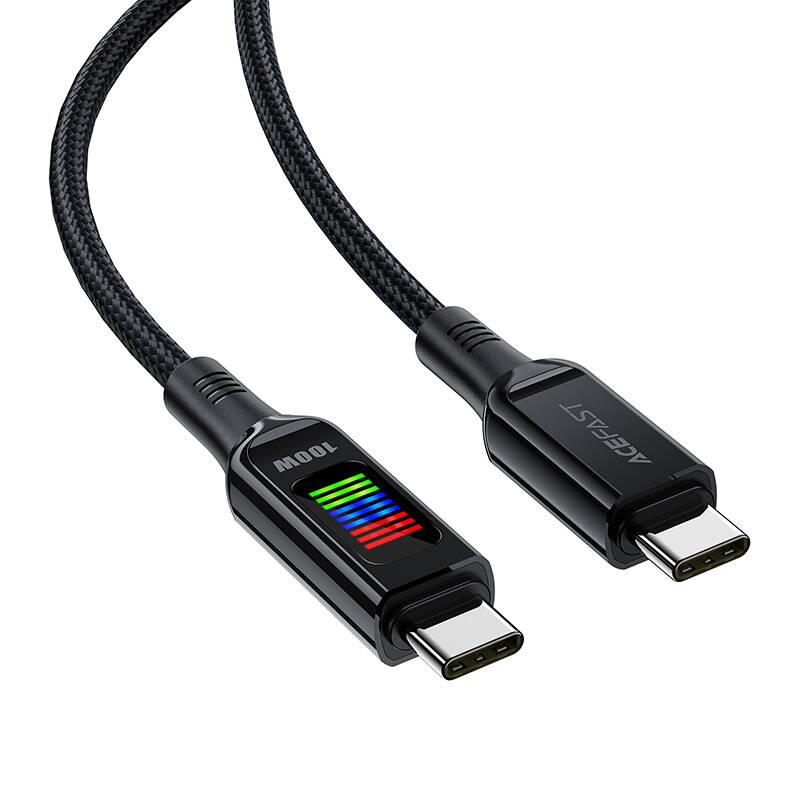 USB-C na USB-C kabel Acefast C7-03 1,2 m, sa zaslonom (crni)