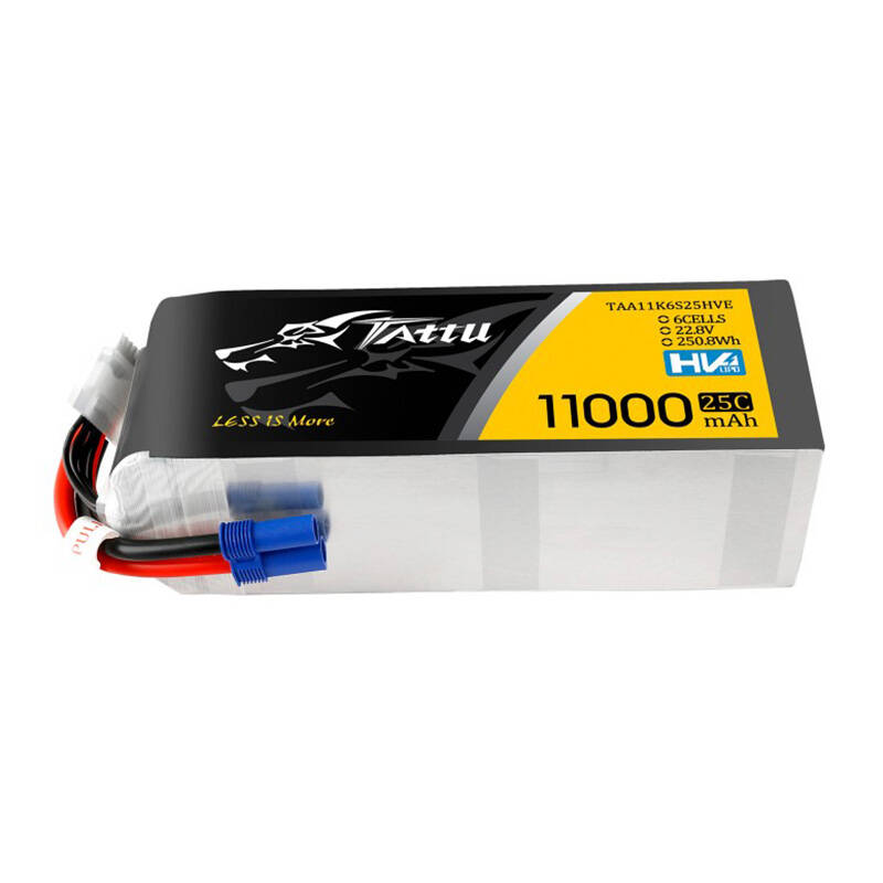 Tattu 11000 mAh 22,8 V HV 25C 6S1P Lipo baterija s EC5 utikačem