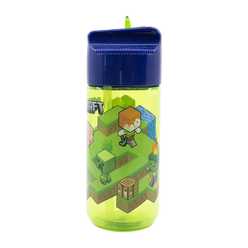 Boca vode sa slamkom za djecu STOR 40436 430 ml Minecraft (zeleno-plava)