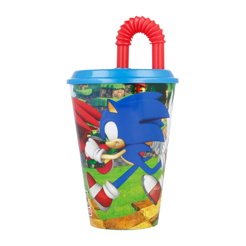 Šalica za vodu sa slamkom za djecu STOR 40530 430 ml Sonic the Hedgehoh (plava i crvena)