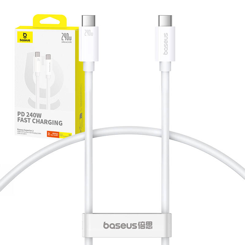 Kabel za brzo punjenje Baseus Superior 2 USB-C na USB-C 240W, 1,8m (bijeli)