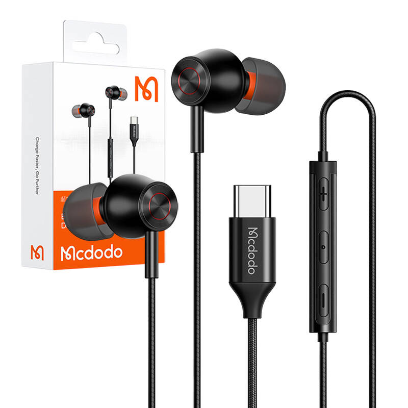 Mcdodo HP-3490 in-ear, žičane slušalice, USB-C (crna)