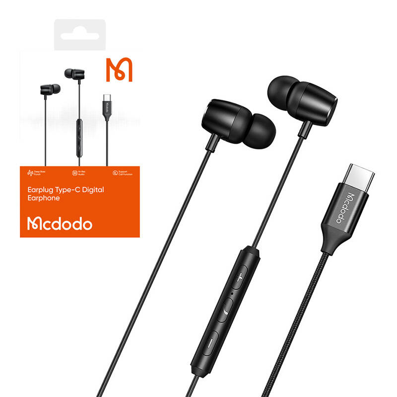 Mcdodo HP-1050 in-ear, žičane slušalice, USB-C (crna)