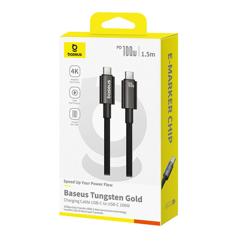 Baseus kabel USB Tungsten Gold USB-C na USB-C 100W 1,5m (crni)