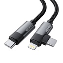 Kabel USB Essager EXCTTL-WL0G-P USB-C na lightning+USB-C 65W 1m (sivo)