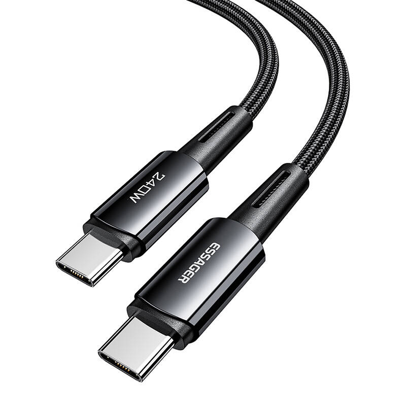 USB-C do USB-C kabel, Essager, EXCTT3-CGA0G-P, 240 W, 2 m (crni)