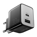 Zidni punjač, ​​Essager, ECT33W-LJB01-Z, GaN, 1xUSB-A, 1xUSB-C, 33W (crni)