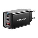 Zidni punjač, ​​Essager, ECTAC-KSB01-Z, GaN, 2xUSB-C, USB-A, 67W (crni)