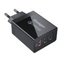 Zidni punjač Essager ECTQC3-FBB01 3xUSB 30W (crni)