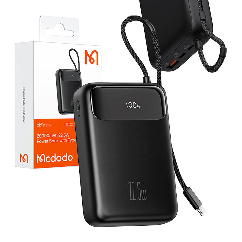 Mcdodo MC-3720 20000mAh power bank, USB-C, USB-A, USB-C kabel