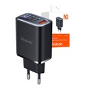 Mcdodo CH-2180 2xUSB-C + USB-A, 30W mrežni punjač sa zaslonom (crni)