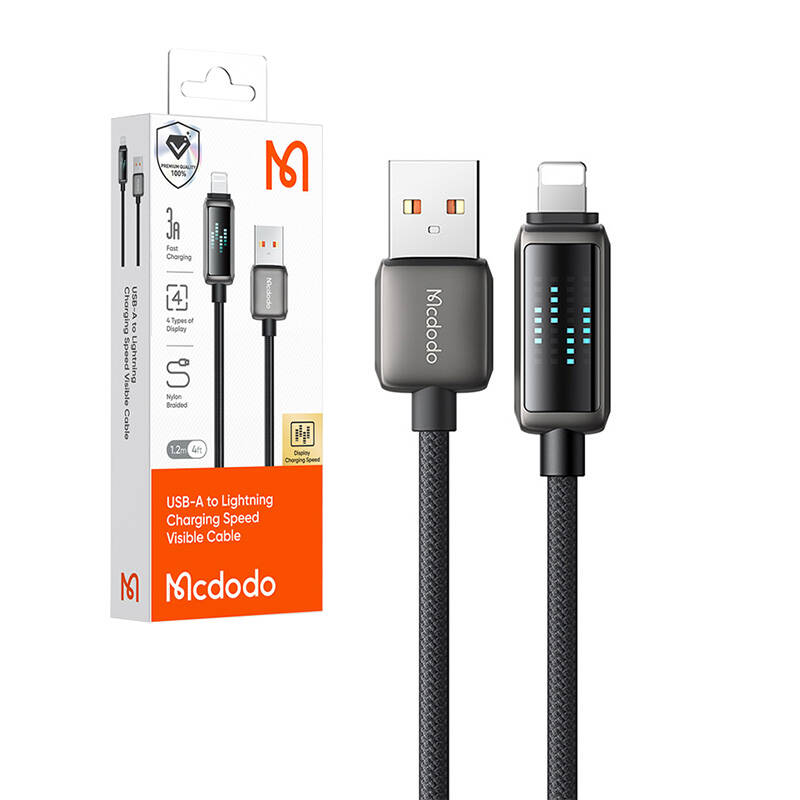 Mcdodo CA-5250 LED zaslon USB-A na Lightning podatkovni kabel 1,2 m