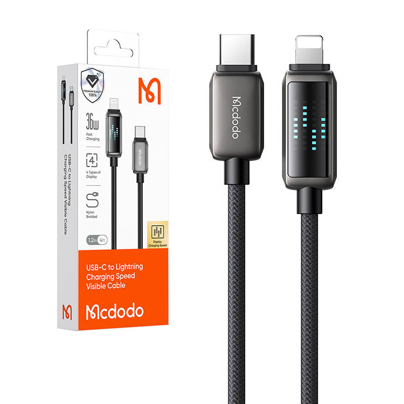 Mcdodo CA-2630 USB-C na Lightning kabel, 36 W, LED zaslon, 1,2 m