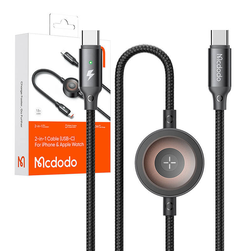 Mcdodo CA-2580 2-u-1 USB-C kabel + Apple Watch punjač, ​​60 W, 1,5 m