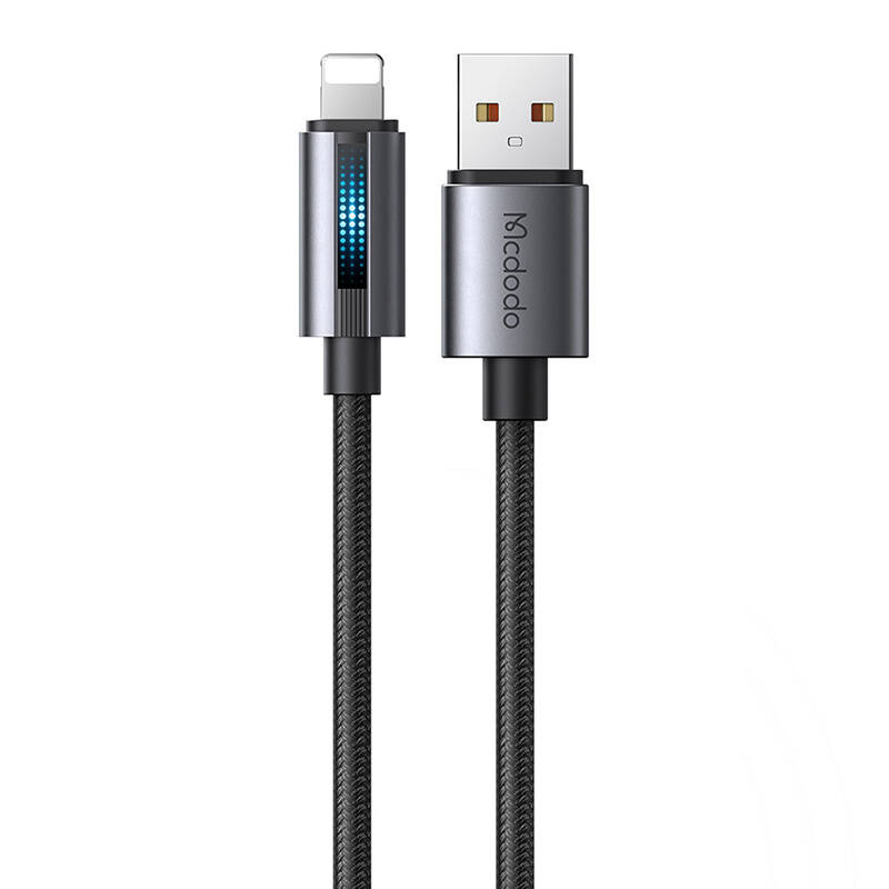 Mcdodo CA-5660 USB-A na Lightning kabel s trepćućim svjetlom 1,2 m (crni)