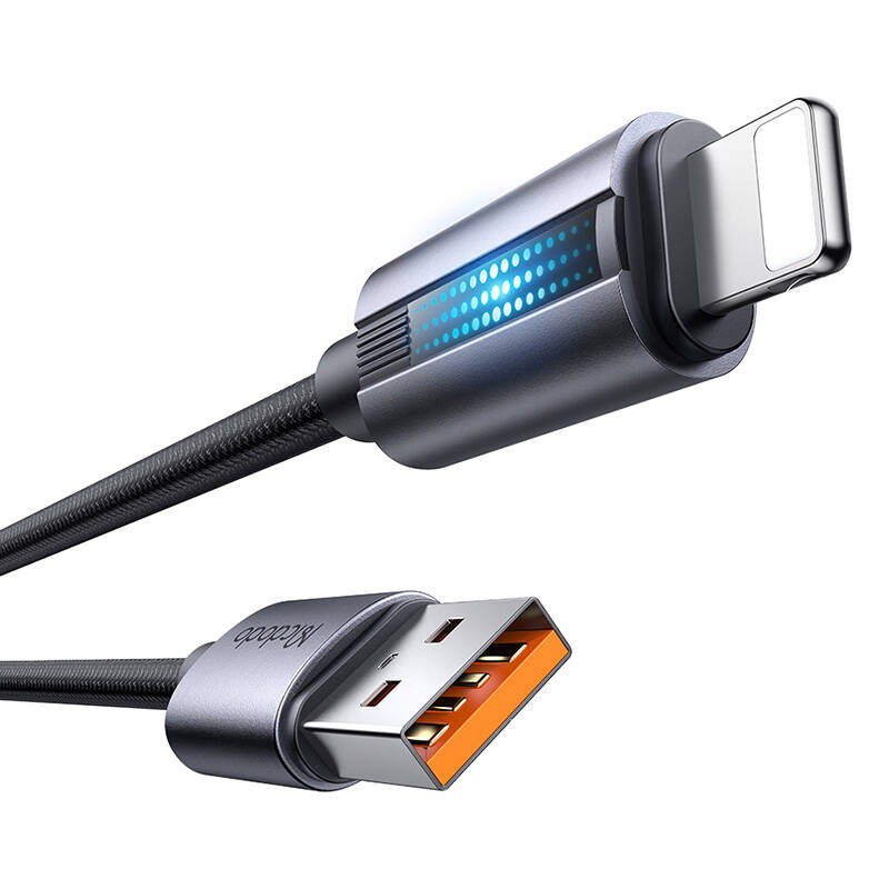 Mcdodo CA-5660 USB-A na Lightning kabel s trepćućim svjetlom 1,2 m (crni)