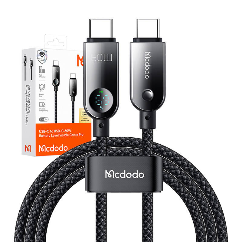 Mcdodo CA-4780 USB-C na USB-C 60W podatkovni kabel 1,2m (crni)