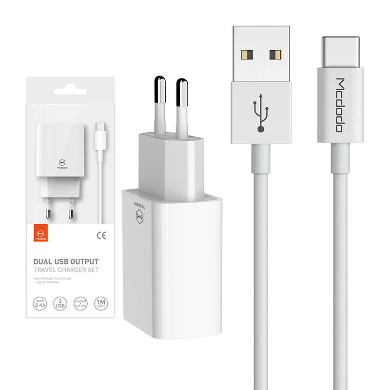 Mcdodo USB Dual Charger CH-6721 (EU) Type-C 1m Putni set (bijeli)