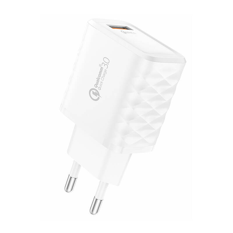 Foneng EU54 USB-A, 3A mrežni punjač (bijeli) + USB-A na USB-C kabel