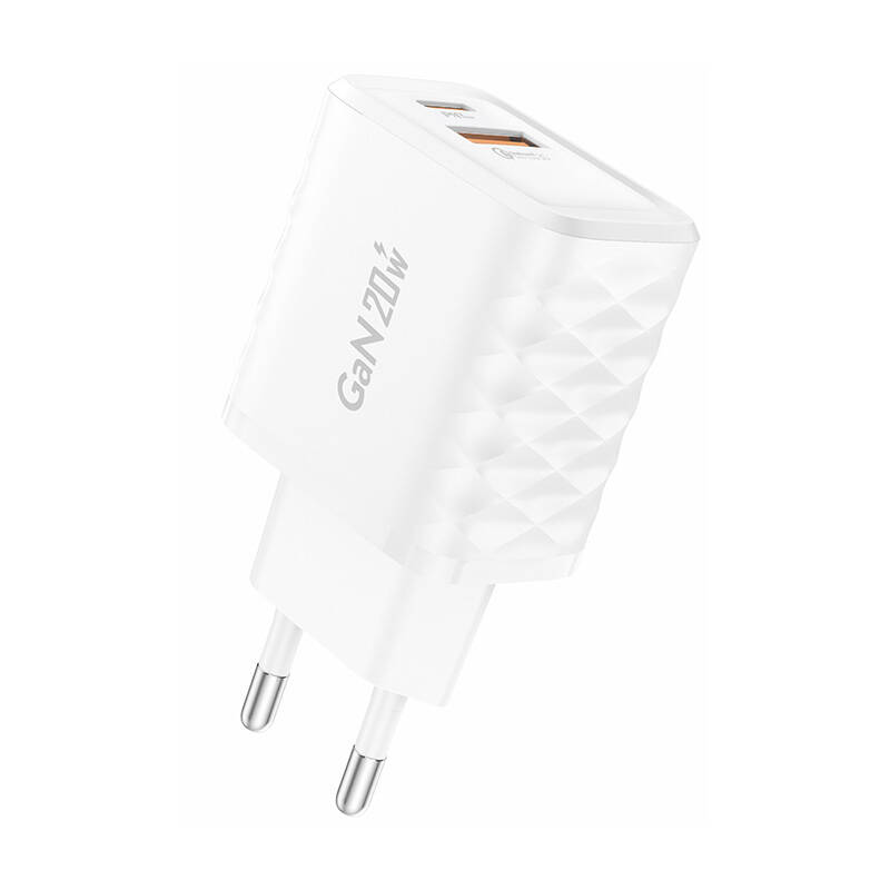 Foneng EU56 1xUSB-A, 1xUSB-C, 20W punjač (bijeli) + USB-C kabel