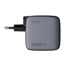 LDNIO Q408 100W USB-A + 3x USB-C mrežni punjač (crni)