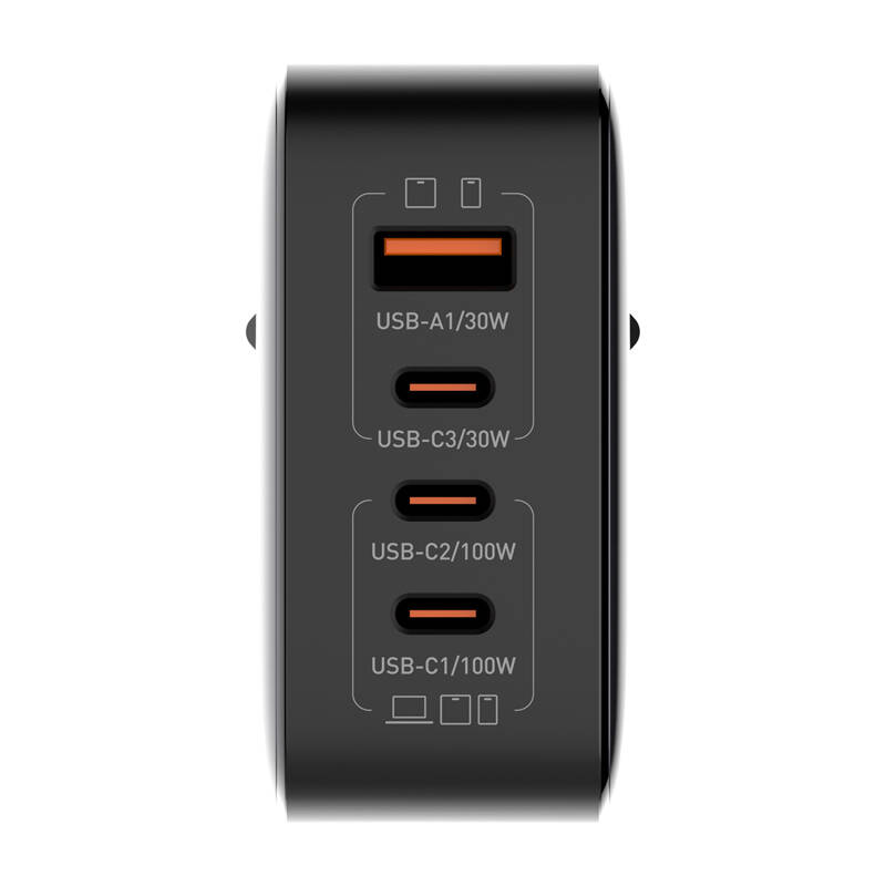 LDNIO Q408 100W USB-A + 3x USB-C mrežni punjač (crni)