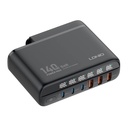 Punjač sa zaslonom 140 W LDNIO A6140C 3x USB-A + 3x USB-C, US/UK/EU (crni)