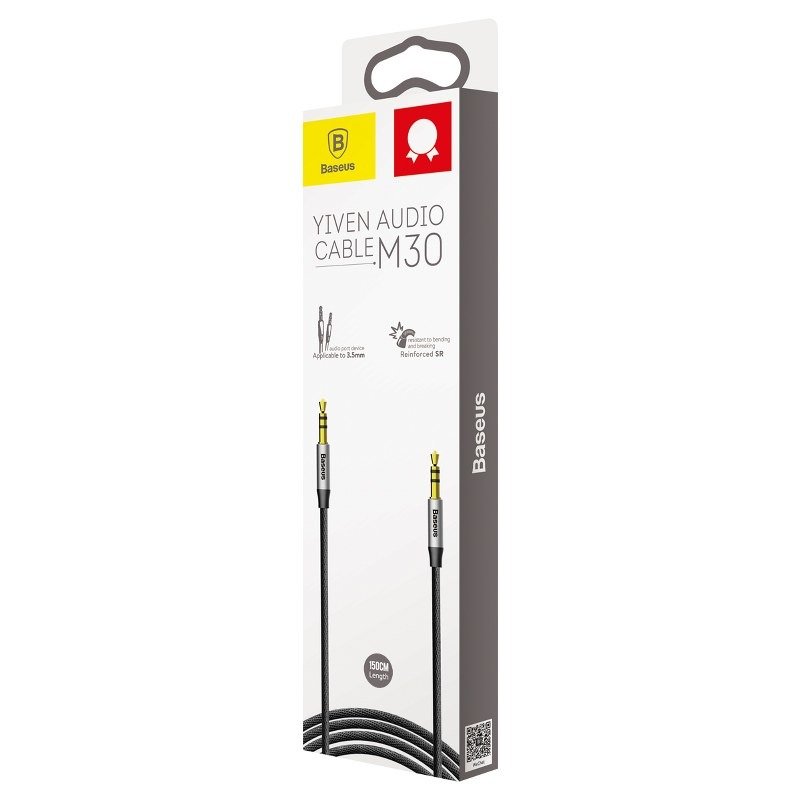 Baseus Yiven Audio Cable Cable 3.5 muški Audio M30 1.5M Silver+ Black