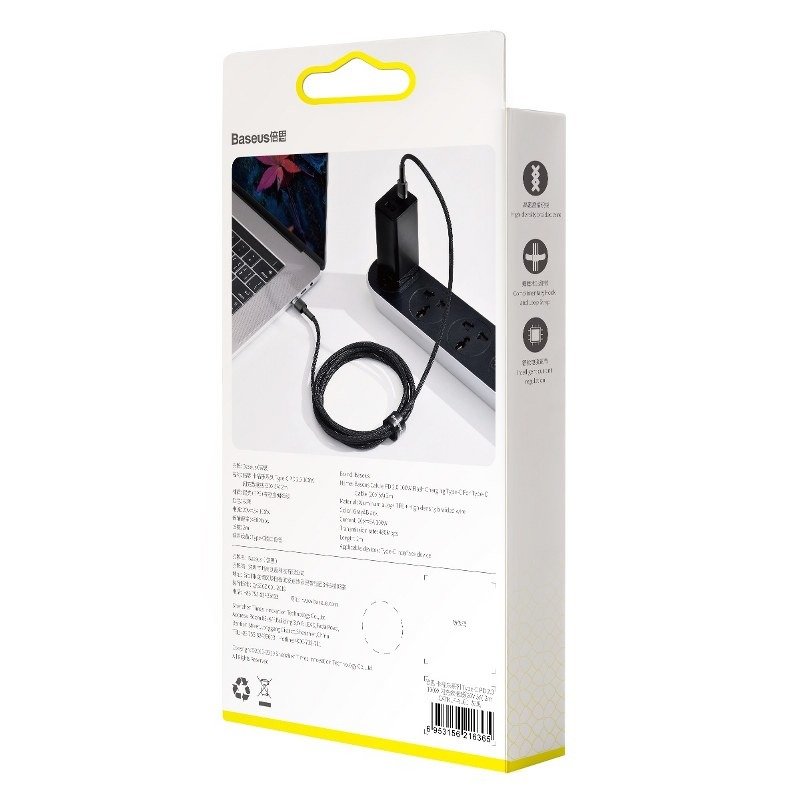 Baseus Cafule PD2.0 100W bljeskalica za punjenje USB za Type-C kabel (20V 5A) 2m siva+crna