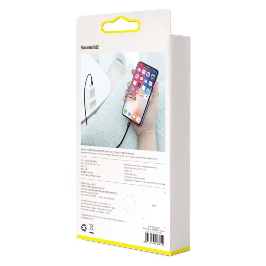 Baseus Cafule kabel Type-C na iP PD 18W 1m siva+crna