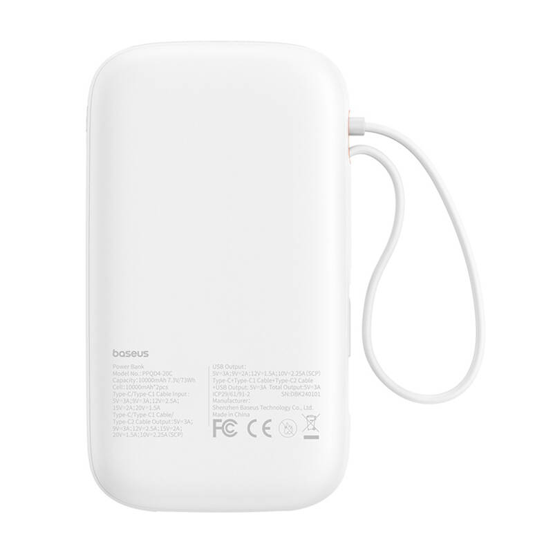 Powerbank Baseus QPow 2 20000mAh 30W 2xUSB-C (bijeli)