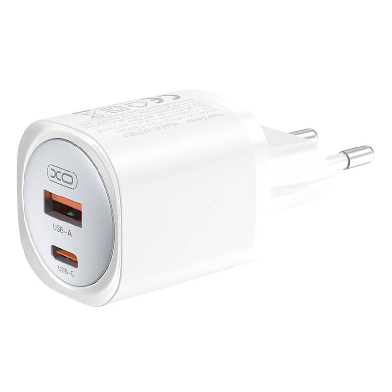 Zidni punjač XO CE21, 30W, GaN, 1x USB-C, 1x USB-A