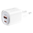 Zidni punjač XO CE21, 30W, GaN, 1x USB-C, 1x USB-A