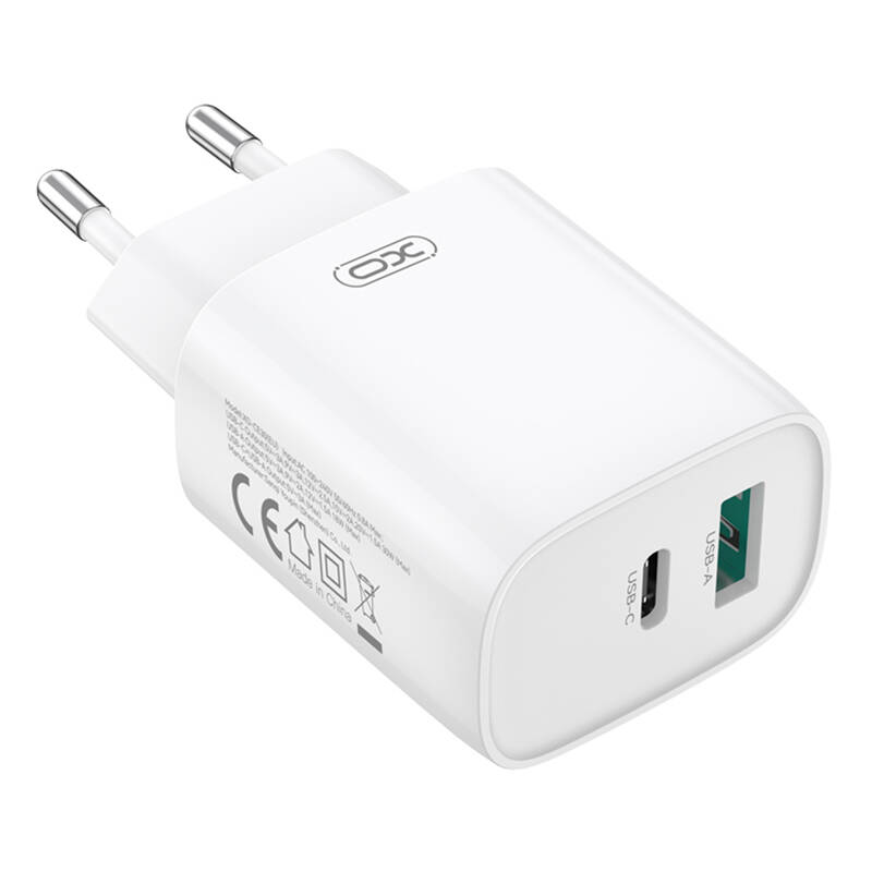 Zidni punjač XO CE30, 30W, 1x USB-C, 1x USB-A