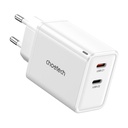 Choetech PD6013, GaN, 2x USB-C, PD65W mrežni punjač (bijeli)