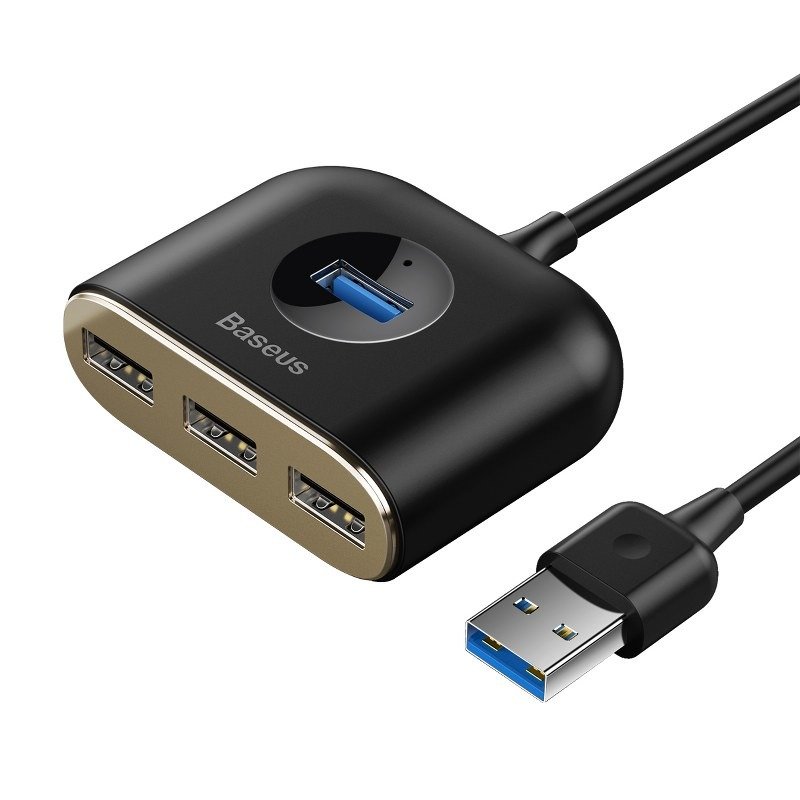 Baseus kvadratni okrugli USB adapter, HUB USB 3.0 na 1x USB 3.0 + 3x USB 2.0.1m (crni)