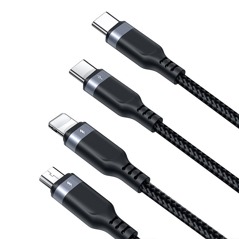 Višenamjenski kabel serije 3w1 Joyroom USB-A - Lightning / USB-C / mikro USB 1,2 m S-A18 (czarny) (paket od 5 komada)