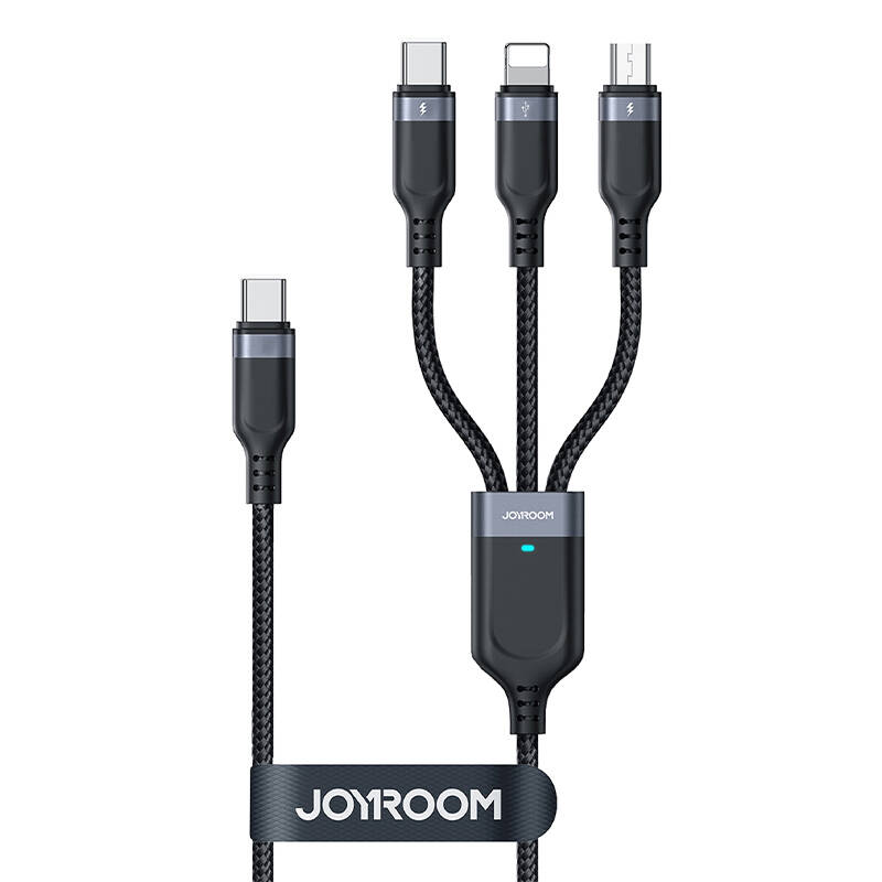 Višenamjenski kabel serije 3w1 Joyroom USB-A - Lightning / USB-C / mikro USB 1,2 m S-A18 (czarny) (paket od 5 komada)