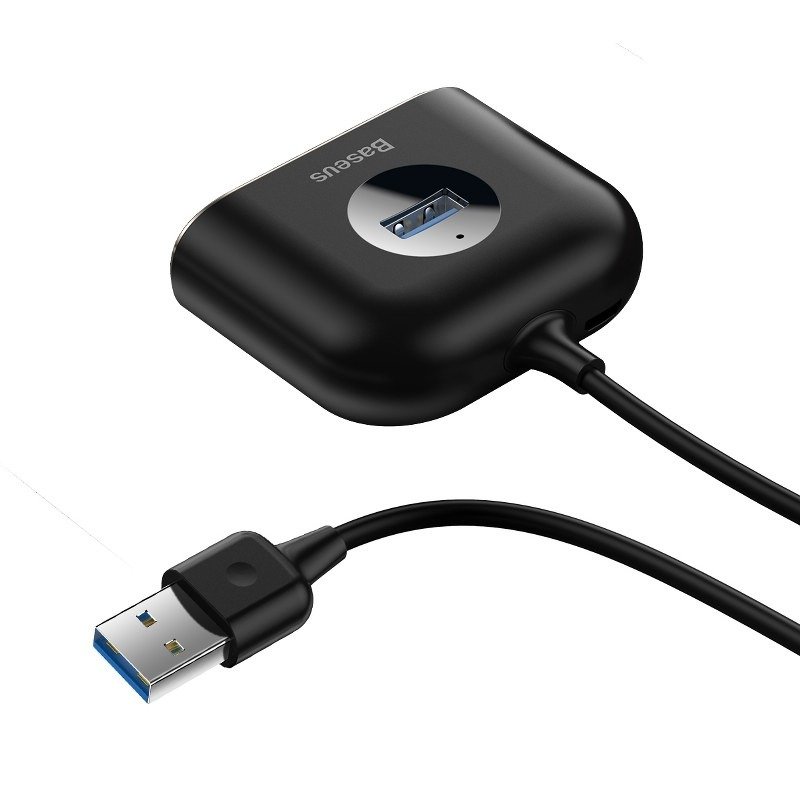 Baseus kvadratni okrugli USB adapter, HUB USB 3.0 na 1x USB 3.0 + 3x USB 2.0.1m (crni)