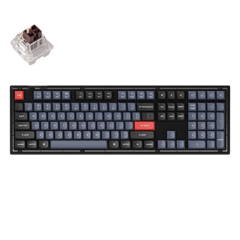 Keychron V6 QMK/VIA RGB gumb Brown Switch mehanička tipkovnica (crna)