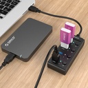 Orico USB 3.0. Hub sa prekidačima, 5x USB (crni)