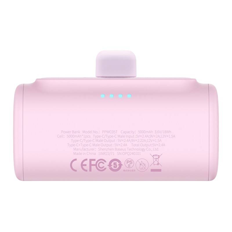 PowerBank Baseus Compact USB-C 5000Mah, 20W (ružičasta)