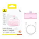 PowerBank Baseus Compact USB-C 5000Mah, 20W (ružičasta)