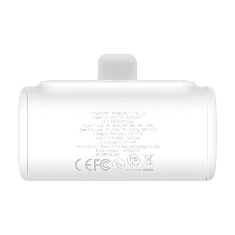 PowerBank OS-Baseus Compact IP 5000Mah 20W (bijelo)