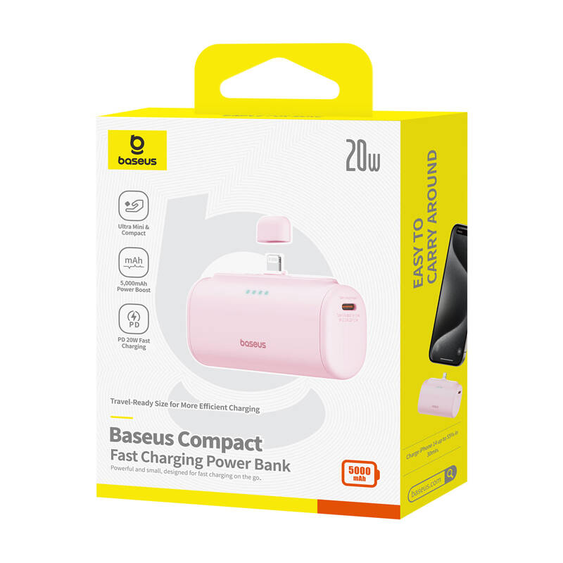 PowerBank OS-Baseus Compact IP 5000Mah 20W (ružičasta)