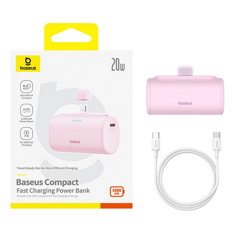 PowerBank OS-Baseus Compact IP 5000Mah 20W (ružičasta)